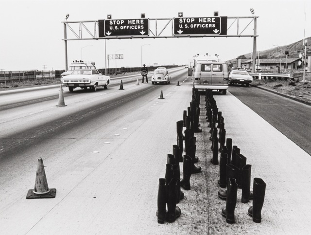 Eleanor Antin, ‘100 Boots at the Checkpoint, San Onofre, California’, 1972, Richard Saltoun