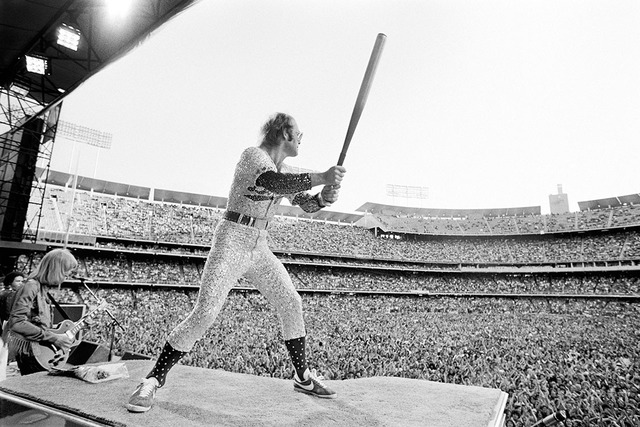 Terry O'Neill, ‘Elton John Dodger Stadium, Batting’, 1975, Mouche Gallery