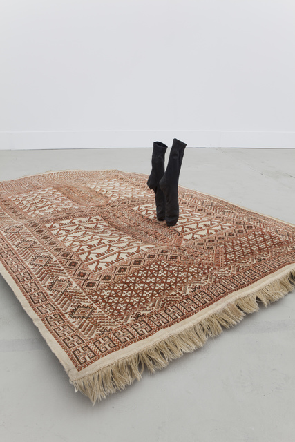 Kristof Kintera, ‘Weightlessness’, 2012, Installation, Carpet, two socks, magnets, epoxy, raisin, metal construction, Galerie Ron Mandos