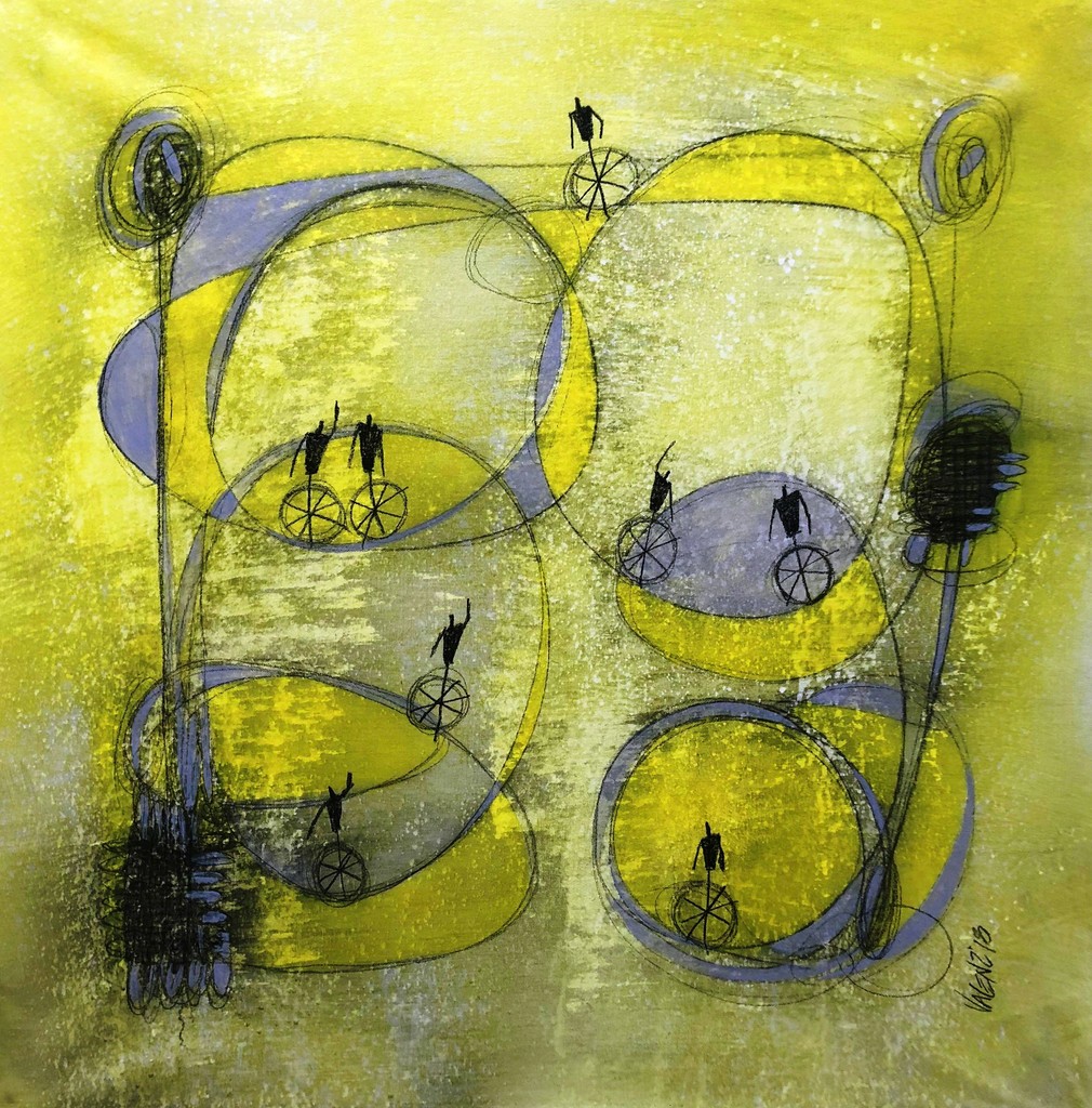 SERGIO VALENZUELA - Around the life - Painting, mixed media 32 x 32 SERGIO VALENZUELA - Around the life - Painting, mixed media 32 x 32