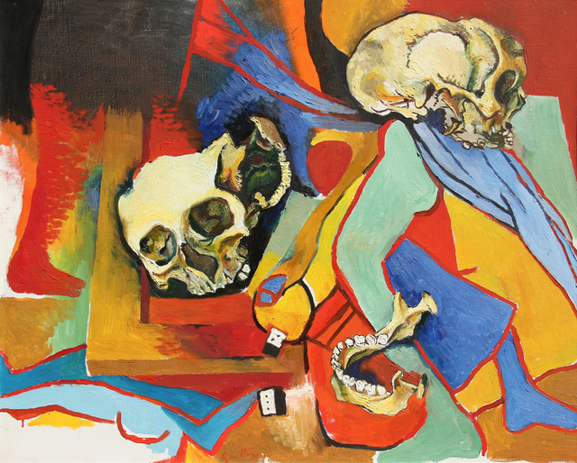 Renato Guttuso, ‘Teschio con omaggi a Picasso e alla sua crocifissione’, 1973, Painting, Oil on canvas, Ambrosiana Casa d'Aste