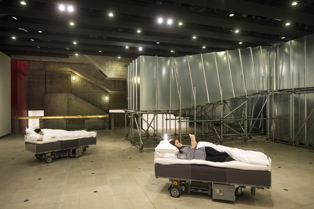 Installation view: Two Roaming Beds and Decision Corridors, Carsten Höller: Decision at Hayward Gallery, Photo © David Levene Installation view: Two Roaming Beds and Decision Corridors, Carsten Höller: Decision at Hayward Gallery, Photo © David Levene