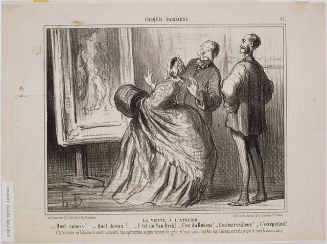 Honoré Daumier, ‘Croquis Parisiens: La visite à l'atelier: Quel croquis! Quel dessin! C'est du Van Dyck’, 1857, Phillips Collection