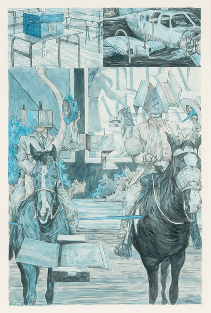 William Buchina, ‘Scenery in Blue #3’, 2020, Drawing, Collage or other Work on Paper, Ink on paper, Hollis Taggart