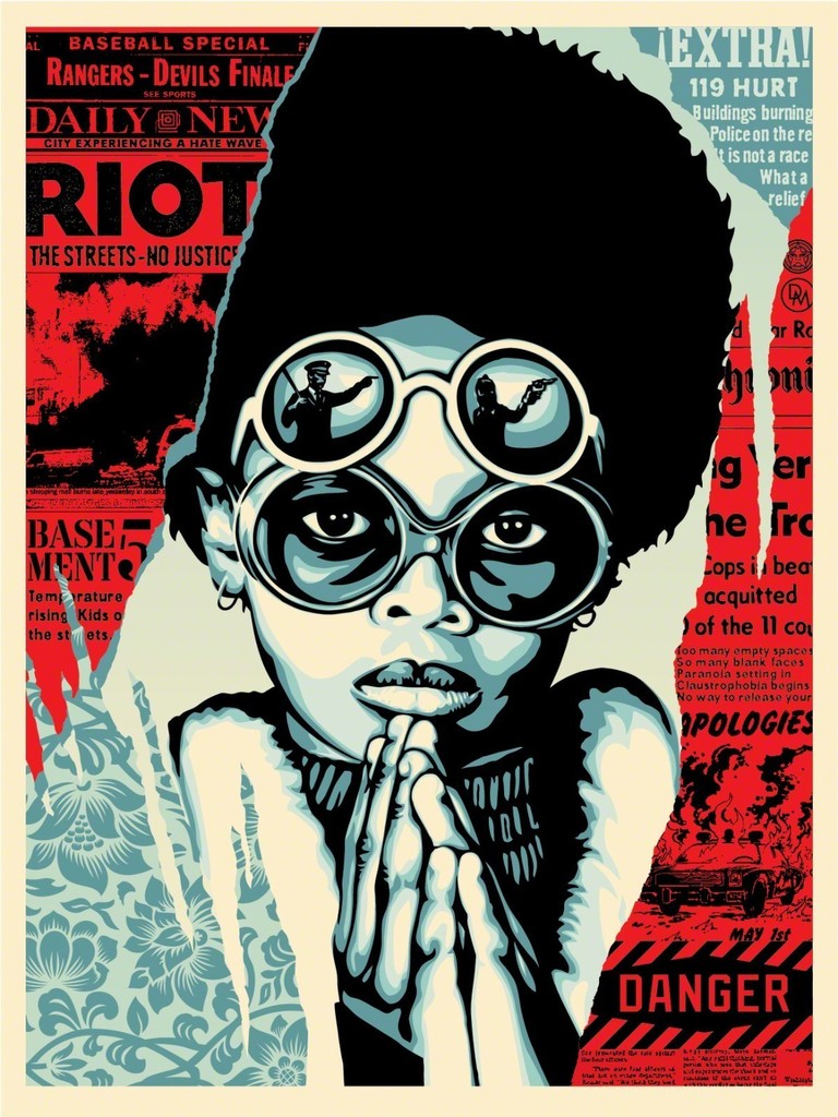Shepard Fairey "Late Hour Riot" Silkscreen Print