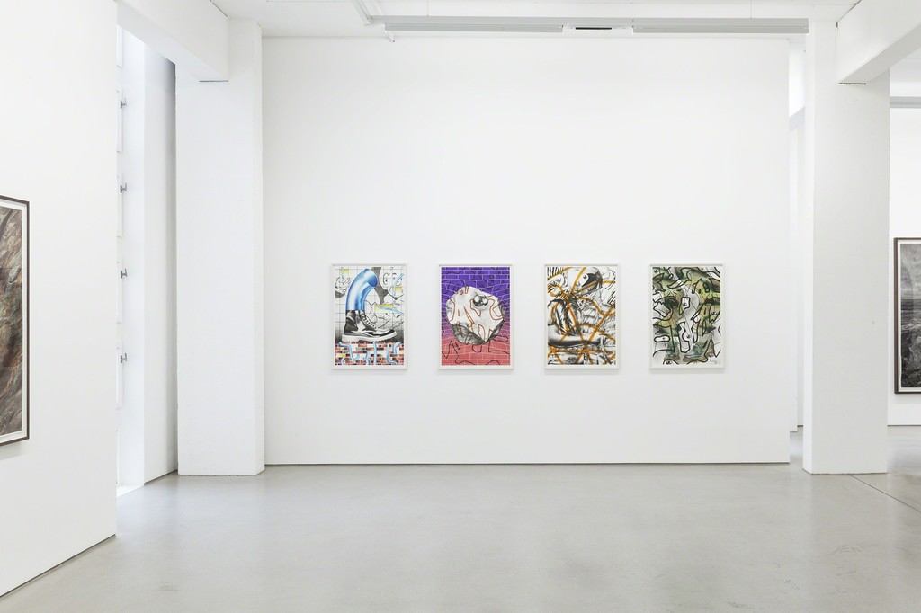 Installation view of the two person show "Through a Glass, Clearly" by Sebastian Burger and Stefan Guggisberg, G2 Kunsthalle, Leipzig (Germany), September 9, 2016 – January 15, 2017, from left to right: works by Sebastian Burger "Alexander", "David", "BEGS", "Diptam" (all: 2016, oil on paper, 100 x 70 xm), photo: Dotgain © the artists & G2 Kunsthalle, Leipzig. Installation view of the two person show "Through a Glass, Clearly" by Sebastian Burger and Stefan Guggisberg, G2 Kunsthalle, Leipzig (Germany), September 9, 2016 – January 15, 2017, from left to right: works by Sebastian Burger "Alexander", "David", "BEGS", "Diptam" (all: 2016, oil on paper, 100 x 70 xm), photo: Dotgain © the artists & G2 Kunsthalle, Leipzig.