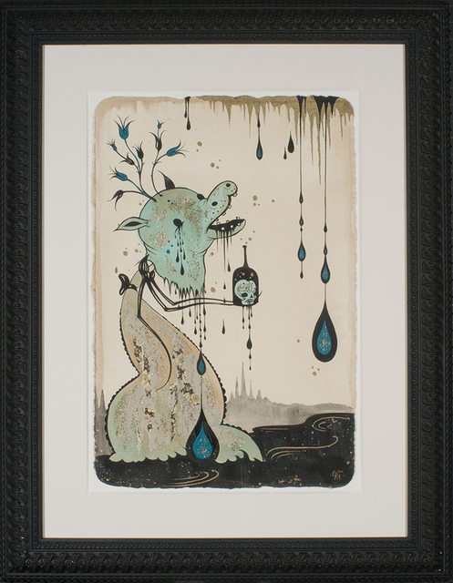 Camille Rose Garcia, ‘Blood Hippo Poison Bottle’, 2004, Painting, Acrylic and Glitter on Paper, KP Projects