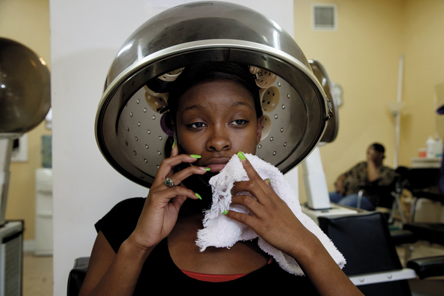 Gillian Laub, ‘Keyke and Kera in Dominique's Personal Touch Hair salon before the black prom’, ca. 2009, Benrubi Gallery