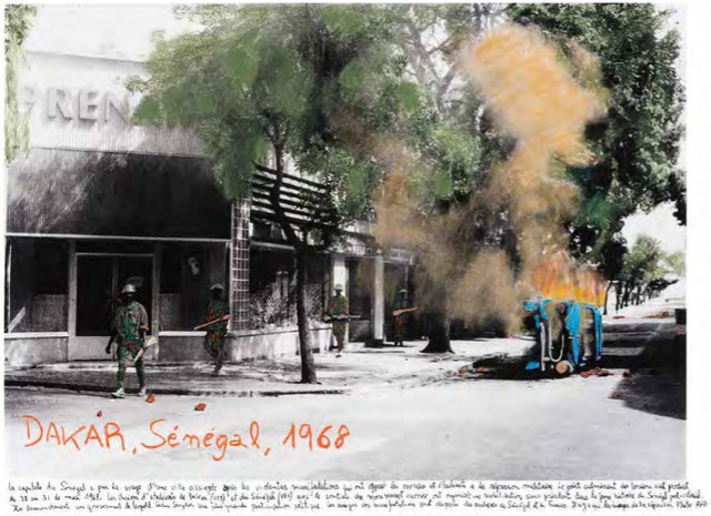 Marcelo Brodsky, ‘From the series "1968, The fire of the ideas", Dakar, Sénégal, 1968’, 2014-2017, Mixed Media, Black and white archival photograph © Agence France Presse, 1968, intervened with handwritten texts by Marcelo Brodsky, 2017, Henrique Faria Fine Art