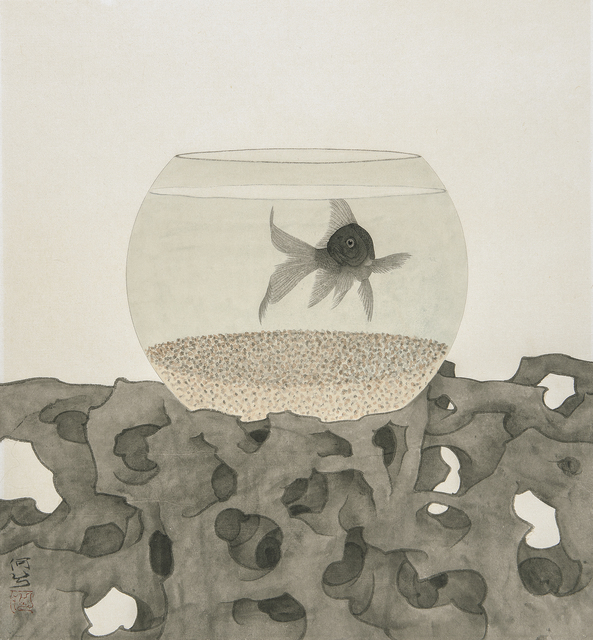 He Xi, ‘The Fish Being Watched II’, 2019, Painting, Ink and Chinese pigments on rice paper, Jonathan Cooper