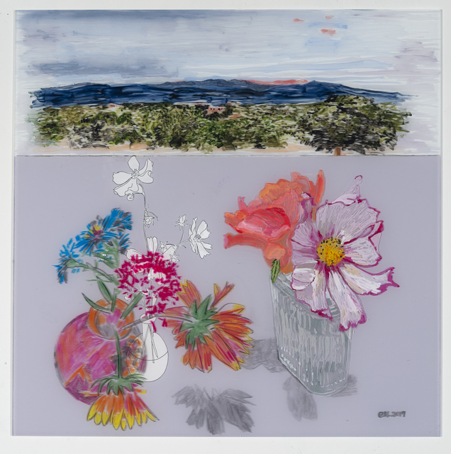 Gail Norfleet, ‘Twilight on Tano Road’, 2019, Painting, Acrylic, collage, litho pencil, and china marker on Lucite, Valley House Gallery & Sculpture Garden