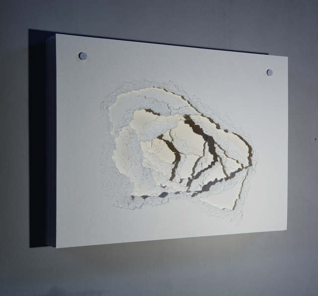 Angela Glajcar, ‘2014-065 Terforation’, 2014, Sculpture, Paper 500g, cracked, holder off Metal and plastic, Galería Marita Segovia