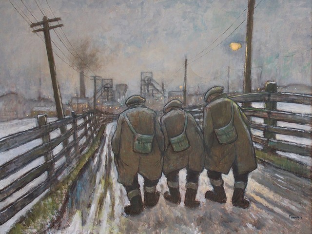 Norman Cornish, ‘Three miners going on night shift’, Castlegate House Gallery