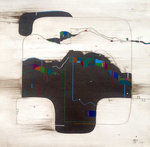 Manu vb Tintoré, ‘Horitzons 6’, 2017, Drawing, Collage or other Work on Paper, Enamel and color pencil on engraved paper, N2 Galería