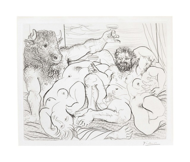 Pablo Picasso, ‘Scéne bacchique au minotaure, from La Suite Vollard’, 1933, Print, Etching on Montval paper watermark Picasso, Christie's