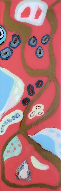 Anne Harney, ‘"Coral Lagoon I" Abstract mixed media painting with gold-leaf, carol and blues’, 2019, Eisenhauer Gallery