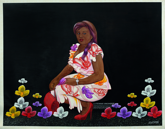 Chéri Samba, ‘La femme orchidée’, 2003, Painting, Oil and glitter on canvas, Magnin-A