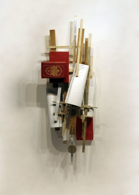 Carlos Sánchez Alonso, ‘Destructuring of red and white words and fives’, 2018, Sculpture, Wood, books and plastic, Galería Marita Segovia