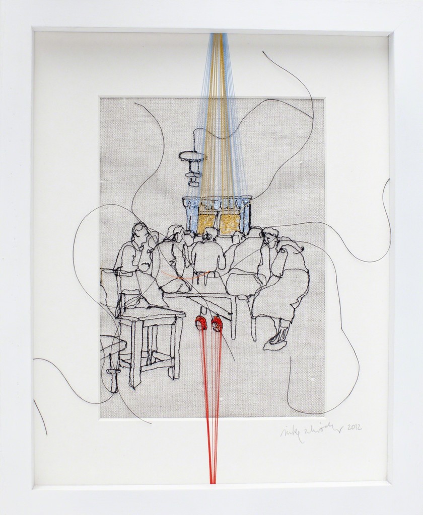 Nike Schröder: "Fundamental Reports N°12", 2012, yarn on canvas, frames, 27,5 x 22,5 x 3 cm Nike Schröder: "Fundamental Reports N°12", 2012, yarn on canvas, frames, 27,5 x 22,5 x 3 cm