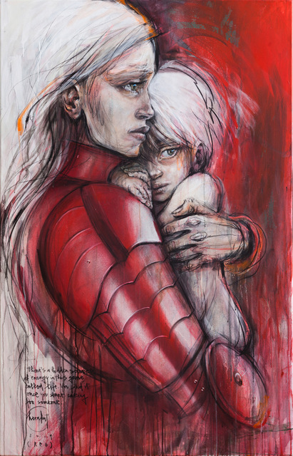Herakut, ‘<< HIDDEN SOURCE OF ENERGY>>’, 2019, Painting, Acrylic paint & spray paint on canvas, PAINT (RED) Benefit Auctions