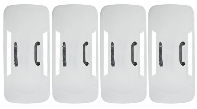 Michael Joo, ‘Divided/Echoed’, 2012, Mixed Media, Four shields, aluminized low-iron glass, Roseberys