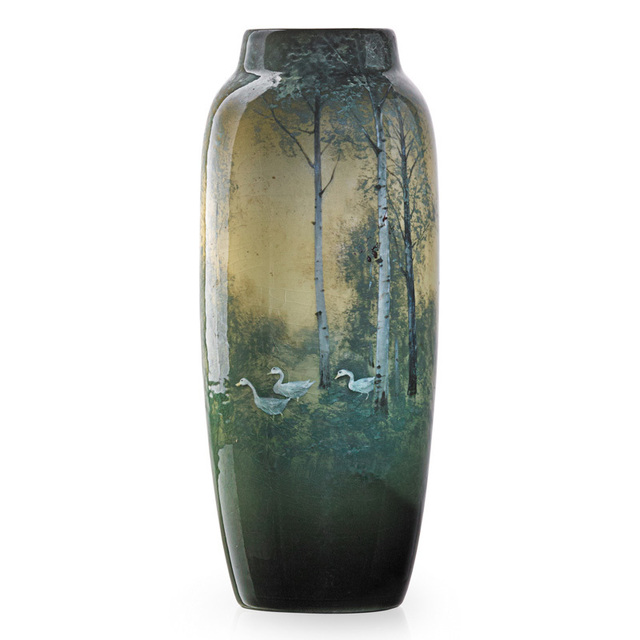 Kataro Shirayamadani, ‘Fine Iris Glaze vase with geese in landscape with birch trees, Cincinnati, OH’, 1909, Rago