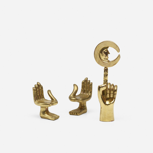 Pedro Friedeberg, ‘Collection of three miniature sculptures’, c. 1975, Sculpture, Carved and gilt wood, Rago/Wright