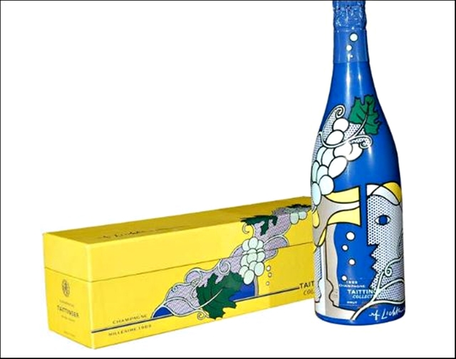 Roy Lichtenstein, ‘Champagne Bottle and Presentation Case ’, 1985, Design/Decorative Art, Limited Edition decorative Vintage Champagne Bottle and Presentation Case. Plate Signed., Alpha 137 Gallery