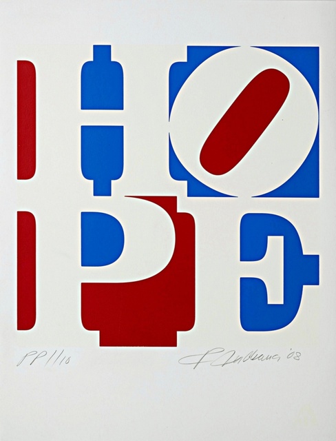 Robert Indiana, ‘Hope, from Artists for Obama’, 2008, Print, Silkscreen on 100% Rag Acid Free Paper with blind stamp, Alpha 137 Gallery