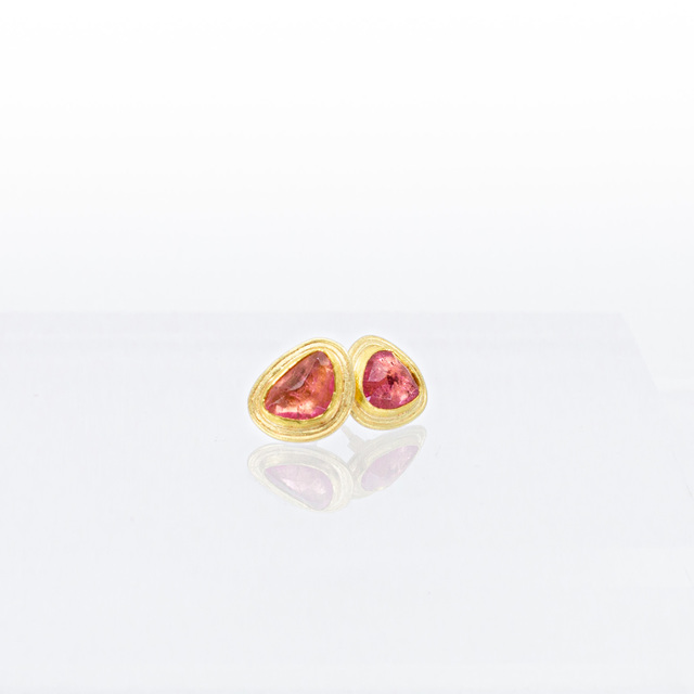 Petra Class, ‘Pink Tourmaline Rosecut Earrings with 22/18k Gold Double Frame’, 2020, Jewelry, Pink Tourmaline, 22/18k Gold, Telluride Gallery of Fine Art