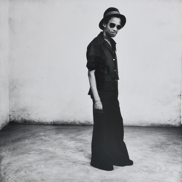 Malick Sidibé, ‘All in Black’, 1965, Photography, Gelatine silver print, framed in dark wood flat frame, HackelBury Fine Art