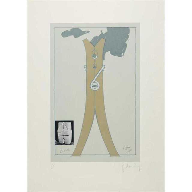 Claes Oldenburg, ‘Colossal structure in the form of a Clothespin - compared to Brancusi's Kiss’, 1972, Kunzt Gallery