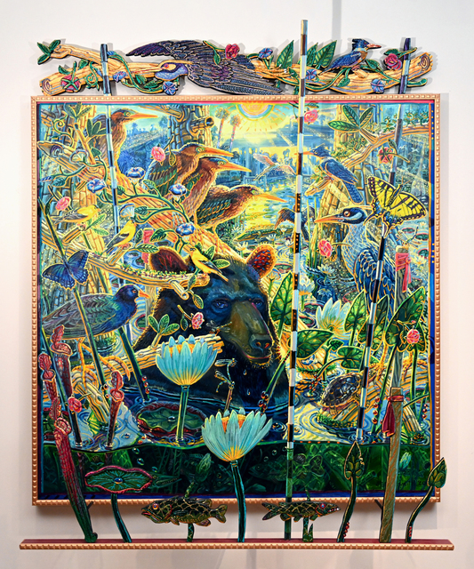 Mark Messersmith, ‘Summer of Silent Song’, 2020, Painting, Oil on canvas, carved wooden pediment, and mixed media predella, Valley House Gallery & Sculpture Garden