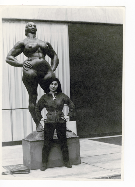 Minoru Niizuma, ‘Yoko Ono with Standing Woman (1932) by Gaston Lachaise, The Museum of Modern Art Sculpture Garden, New York. c. 1960–61.’, 1960-1961, The Museum of Modern Art