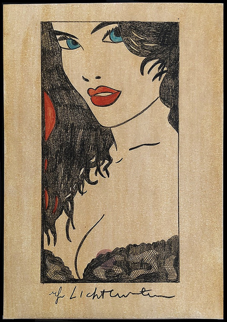 Roy Lichtenstein, ‘Woman in Black Lace With Red Lips’, 1980's, Drawing, Collage or other Work on Paper, Color Sketch, Original Work, Leviton Fine Art