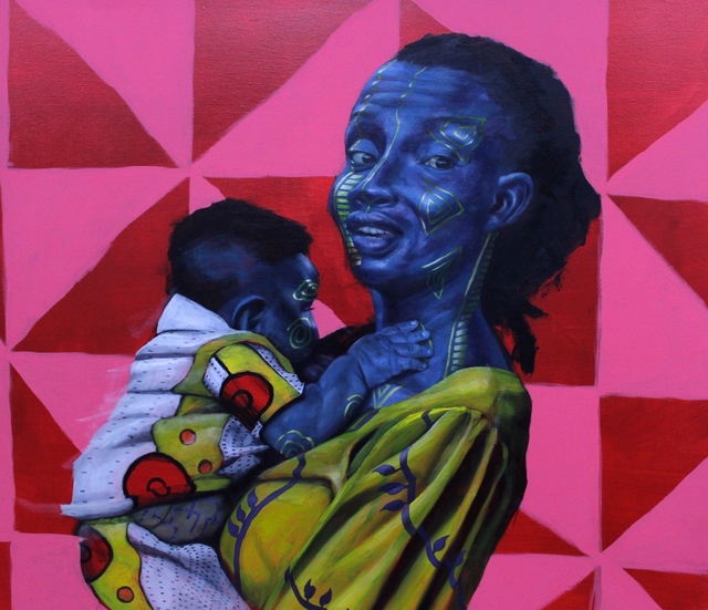 Spencer Evans, ‘Mother to Son (Torera and Kikiogoluwa)’, 2018, Painting, Oil and acrylic on canvas, Conduit Gallery
