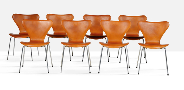 Arne Jacobsen, ‘Set of 8 chairs’, 1976, Design/Decorative Art, Leather, steel, rubber, Aguttes