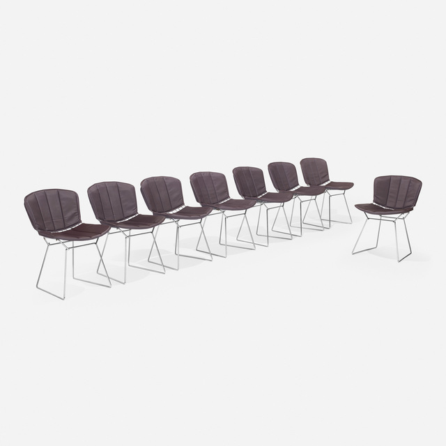 Harry Bertoia, ‘dining chairs, set of eight’, 1952, Design/Decorative Art, Chrome-plated steel, upholstery, Rago/Wright