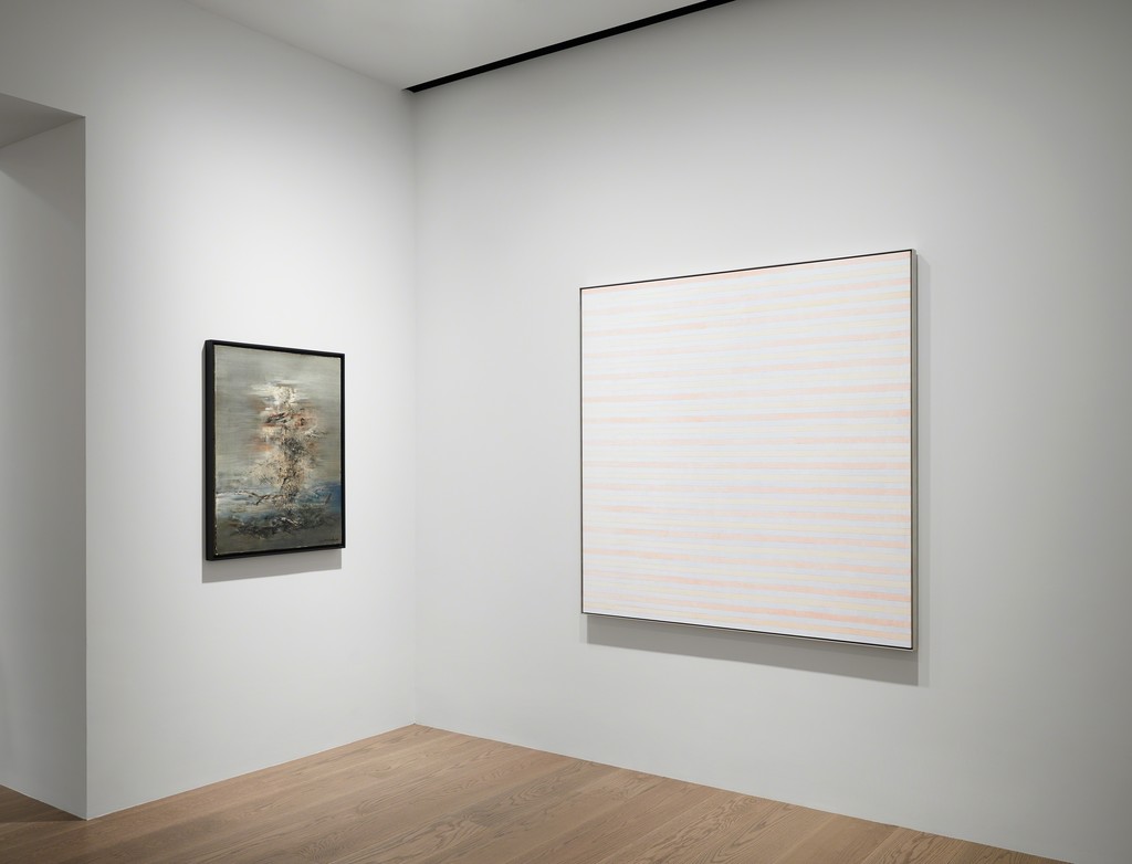 Installation view of Return to Nature (Zao Xue Han Zhang), Lévy Gorvy, Hong Kong, 2019. Photo: Kitmin Lee. Zao Wou-Ki © 2019 Artists Rights Society (ARS), New York / ADAGP, Paris; Agnes Martin © 2019 Estate of Agnes Martin / Artists Rights Society (ARS), New York. Installation view of Return to Nature (Zao Xue Han Zhang), Lévy Gorvy, Hong Kong, 2019. Photo: Kitmin Lee. Zao Wou-Ki © 2019 Artists Rights Society (ARS), New York / ADAGP, Paris; Agnes Martin © 2019 Estate of Agnes Martin / Artists Rights Society (ARS), New York.