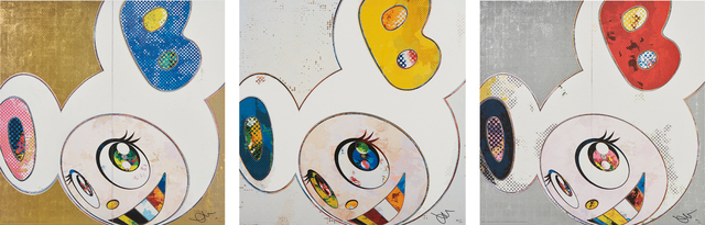 Takashi Murakami, ‘And then x 6 (White: The Superflat Method. Blue and Yellow Ears); DOB in Pure White Robe (Navy & Vermillion); and DOB in Pure White Robe (Pink & Blue)’, 2013, Phillips
