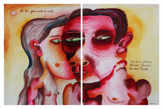 Eduardo Sarmiento, ‘Narciso Juvier & Caridad Conde - Paternal Great-Great-Grandparents’, 2012, Drawing, Collage or other Work on Paper, Ink on Arches paper, Cuban Contemporary