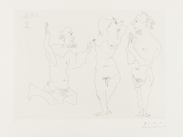 Pablo Picasso, ‘Two Old Men Courting Nude (Bloch 1411)’, 1966, Print, Etching, Forum Auctions