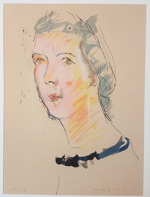 Marino Marini, ‘Portrait of Mary - From "A Suite of Sixty-three Re-creations of Drawings and Sketches in Many Mediums" ’, 1968, Print, Lithograph | Screenprint - From "A Suite of Sixty-three Re-creations of Drawings and Sketches in Many Mediums", Cerbera Gallery