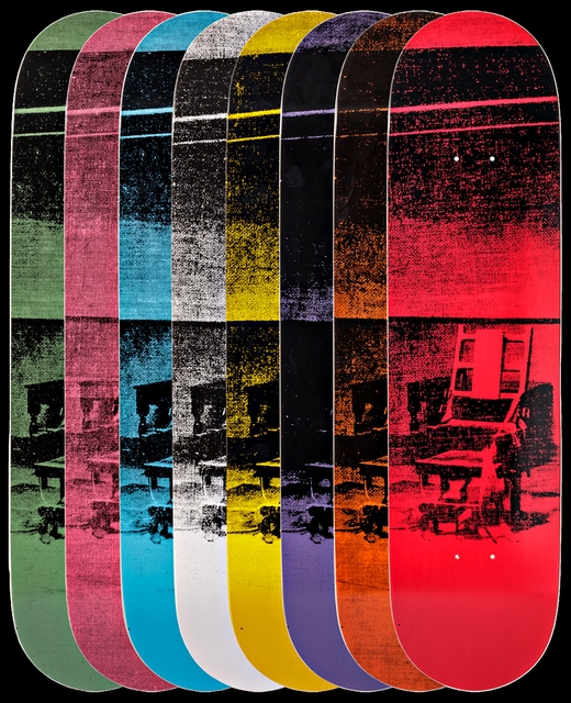 Andy Warhol, ‘Gift Box Set of Eight (8) Limited Edition Colored Electric Chair Skateboard Decks ’, ca. 2015, Alpha 137 Gallery