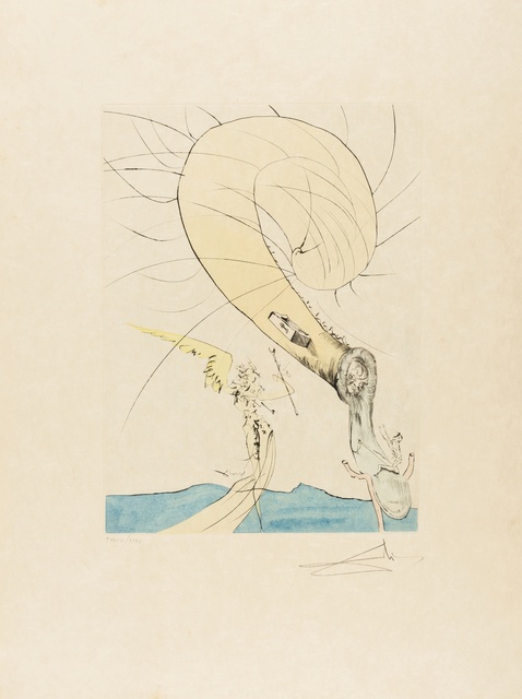 Salvador Dalí, ‘Freud with a Snail Head (Field 74-8G; M&L 672d)’, 1974, Print, Etching with extensive handcolouring, Forum Auctions