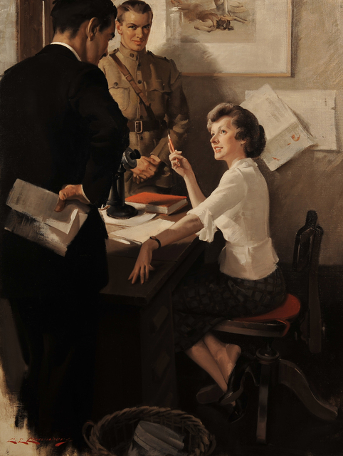 Charles E. Chambers, ‘She Answers The Question’, 1920, Painting, Oil on Canvas, The Illustrated Gallery