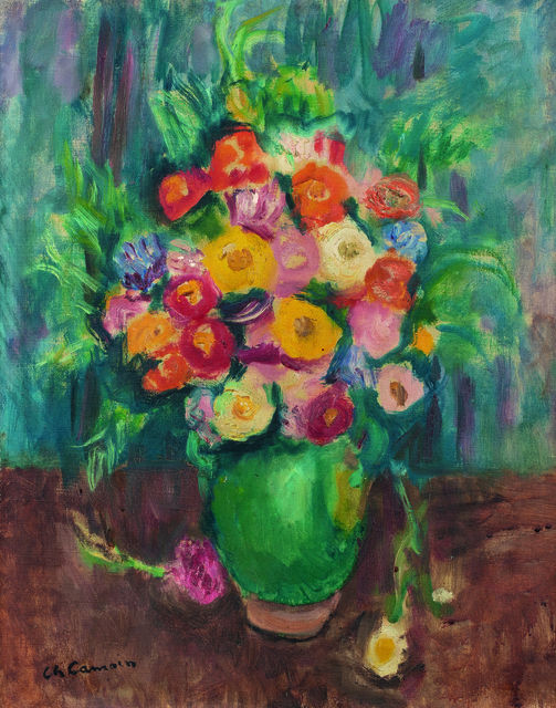 Charles Camoin, ‘Fleurs à la jarre verte’, 1951, Painting, Oil on canvas, Leclere