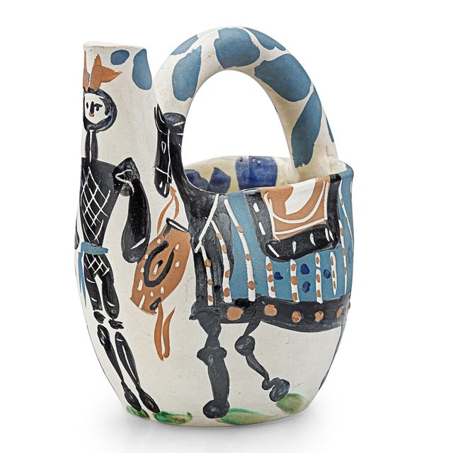 Pablo Picasso, ‘Vase, "Cavalier And Horse (Cavalier Et Cheval)", France’, des. 1952, Design/Decorative Art, Glazed And Incised Earthenware Decorated In Engobe, Rago/Wright