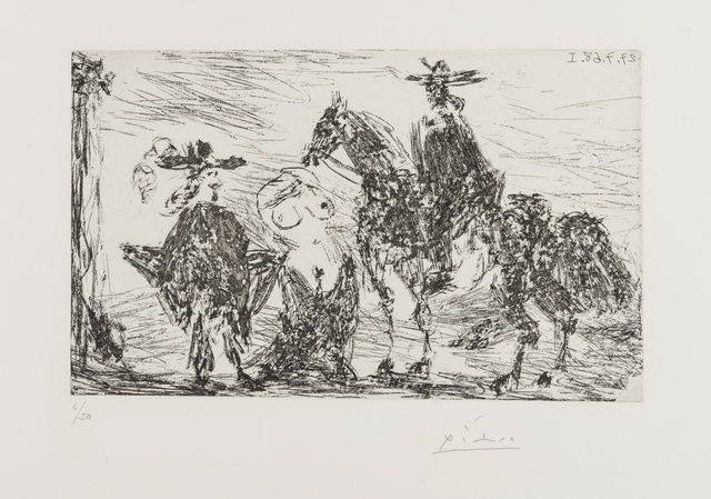 Pablo Picasso, ‘Two 17th Century Gentlemen and Nude Covering her Face (from 347 Series) (Bloch 1699)’, 1968, Forum Auctions
