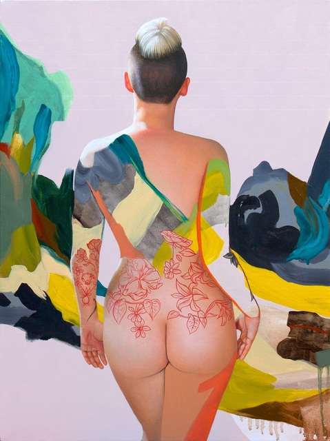 Kim Leutwyler, ‘Kim with Blue and Green’, 2018, Painting, Oil and acrylic on canvas, Gallery at Zhou B Art Center